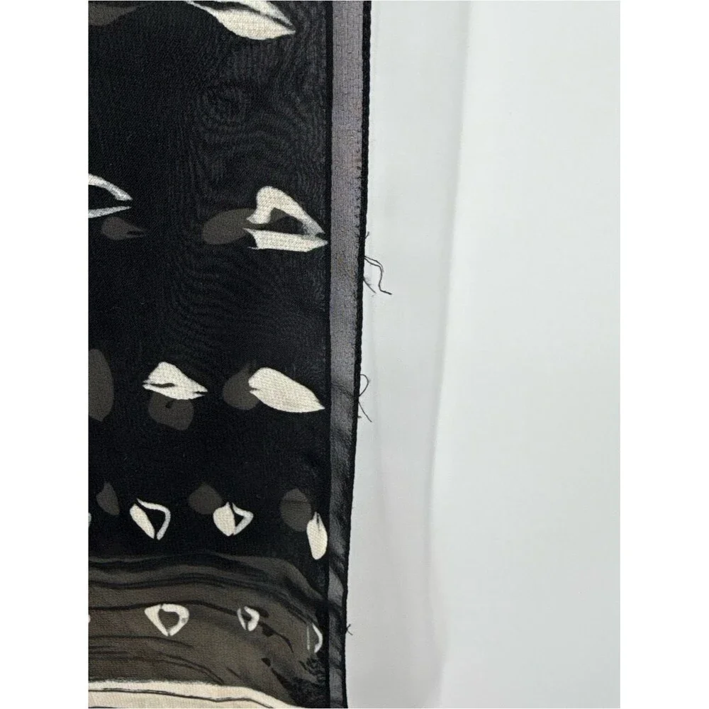 Unbranded Lightweight Abstract Sheer Rectangle Scarf Accessory Black Tan Vintage